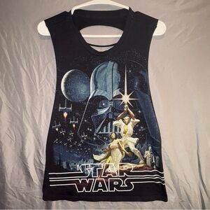 Star Wars Black Graphic Tank top women’s medium ribbed back distressed Vintage